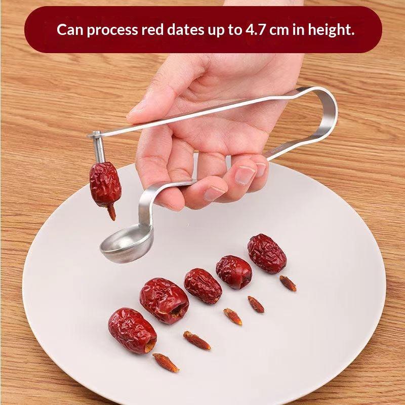 Kitchen Gadgets & Toys - Paslanmaz Çelik Hurma Çekirdek Çıkarıcı Kırmızı